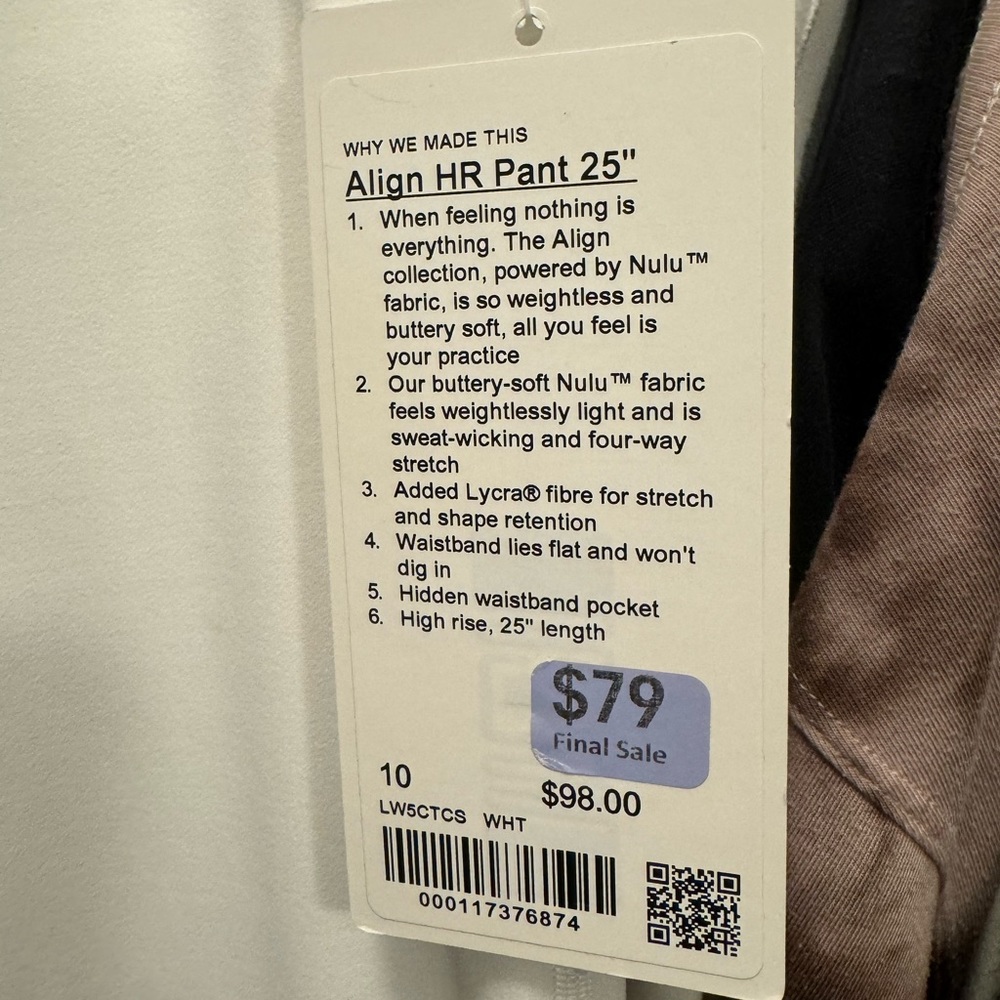 NWT 25” Align leggings white